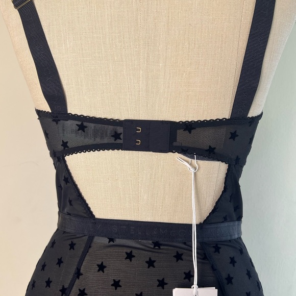 NWT Stella McCartney's BETTY TWINKLING FLOCKED-STAR UNDERWIRED BODYSUIT  SZ-M - Picture 8 of 15